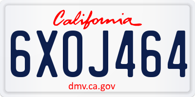 CA license plate 6XOJ464
