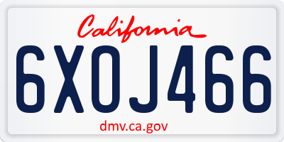 CA license plate 6XOJ466