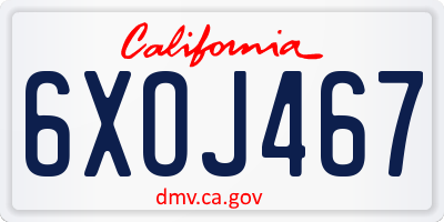 CA license plate 6XOJ467