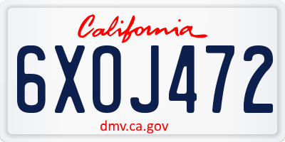 CA license plate 6XOJ472