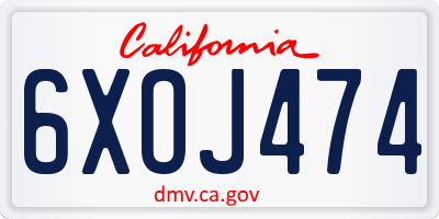 CA license plate 6XOJ474