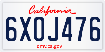 CA license plate 6XOJ476