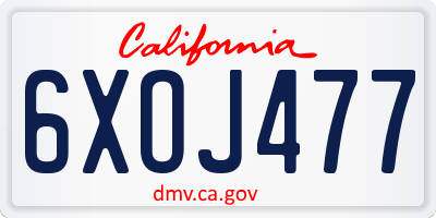 CA license plate 6XOJ477