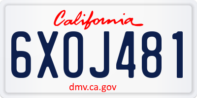 CA license plate 6XOJ481