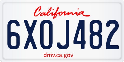 CA license plate 6XOJ482