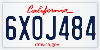CA license plate 6XOJ484
