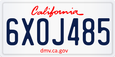 CA license plate 6XOJ485