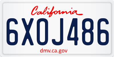 CA license plate 6XOJ486