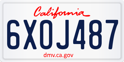 CA license plate 6XOJ487