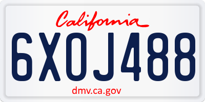 CA license plate 6XOJ488