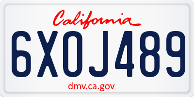 CA license plate 6XOJ489
