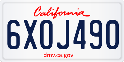 CA license plate 6XOJ490