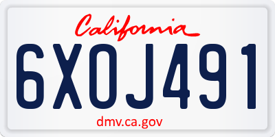 CA license plate 6XOJ491