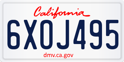 CA license plate 6XOJ495