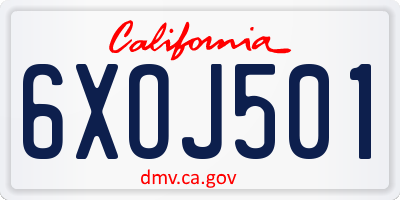 CA license plate 6XOJ501