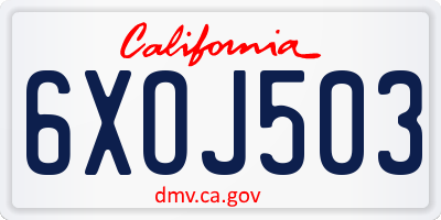 CA license plate 6XOJ503