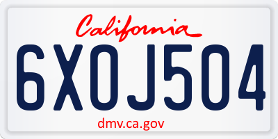 CA license plate 6XOJ504