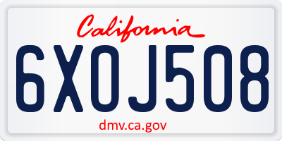 CA license plate 6XOJ508