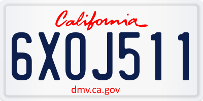 CA license plate 6XOJ511