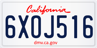 CA license plate 6XOJ516