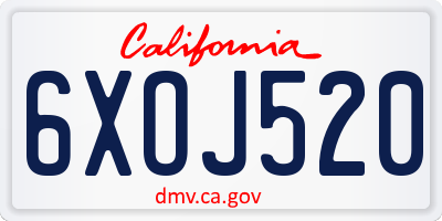 CA license plate 6XOJ520