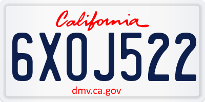 CA license plate 6XOJ522