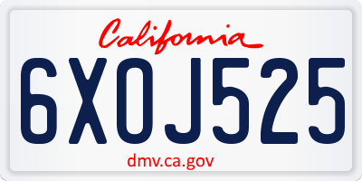 CA license plate 6XOJ525