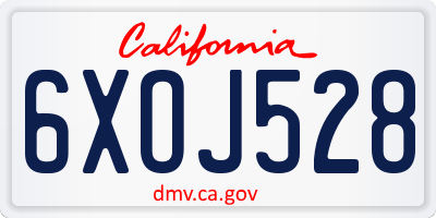 CA license plate 6XOJ528