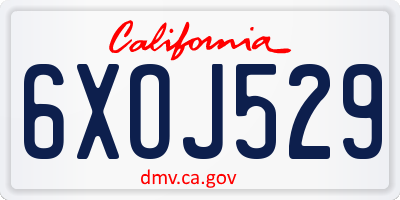 CA license plate 6XOJ529