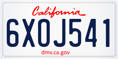 CA license plate 6XOJ541