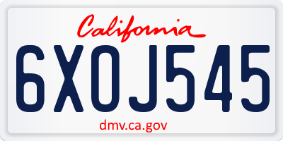 CA license plate 6XOJ545