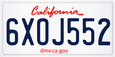 CA license plate 6XOJ552