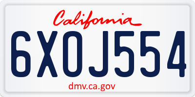 CA license plate 6XOJ554