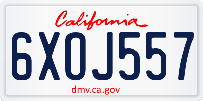 CA license plate 6XOJ557