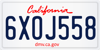 CA license plate 6XOJ558