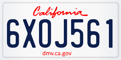 CA license plate 6XOJ561