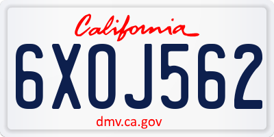 CA license plate 6XOJ562
