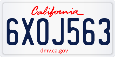 CA license plate 6XOJ563
