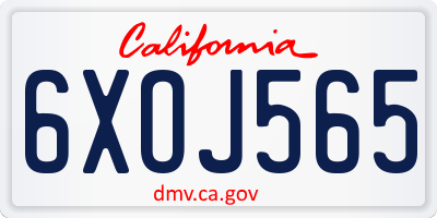 CA license plate 6XOJ565