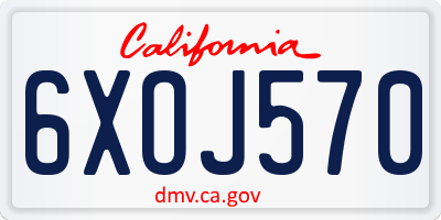 CA license plate 6XOJ570