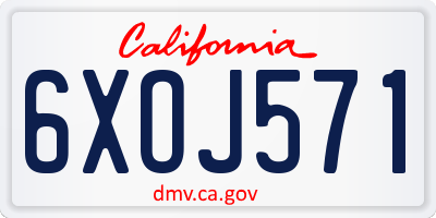 CA license plate 6XOJ571