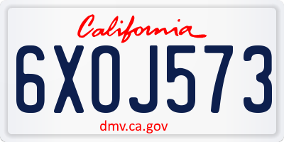 CA license plate 6XOJ573