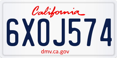 CA license plate 6XOJ574