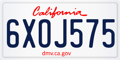 CA license plate 6XOJ575