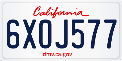 CA license plate 6XOJ577