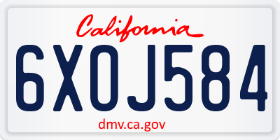CA license plate 6XOJ584
