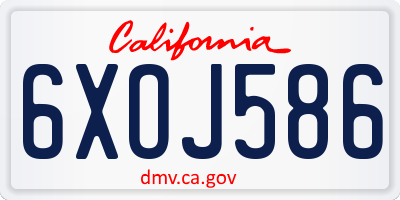CA license plate 6XOJ586