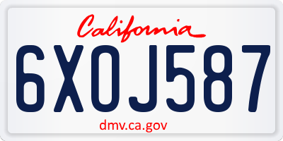 CA license plate 6XOJ587
