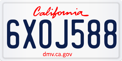 CA license plate 6XOJ588