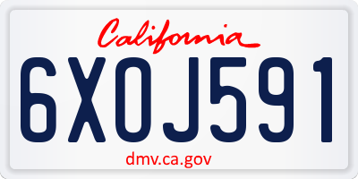 CA license plate 6XOJ591